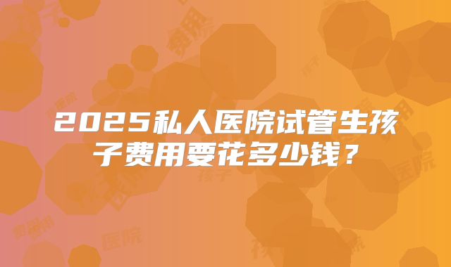 2025私人医院试管生孩子费用要花多少钱？