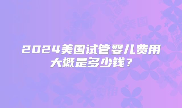 2024美国试管婴儿费用大概是多少钱？