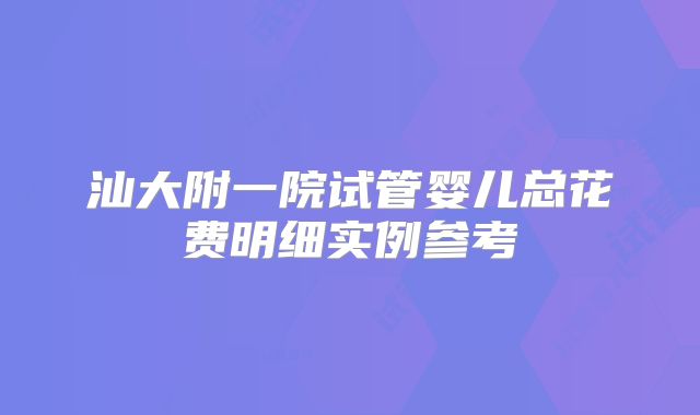 汕大附一院试管婴儿总花费明细实例参考