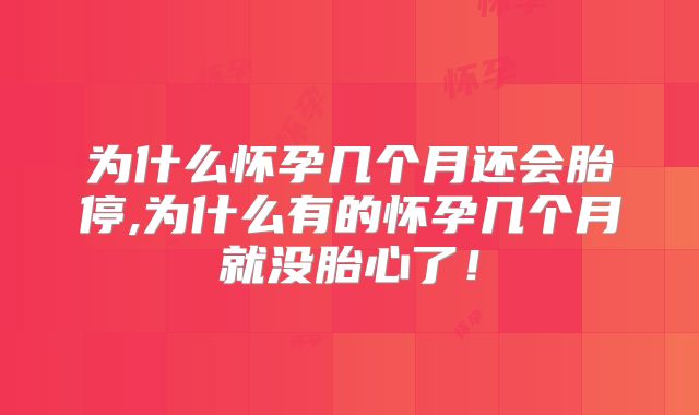 为什么怀孕几个月还会胎停,为什么有的怀孕几个月就没胎心了!