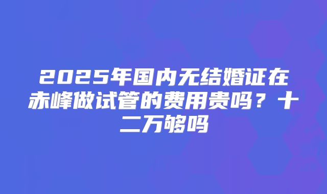 2025年国内无结婚证在赤峰做试管的费用贵吗?十二万够吗