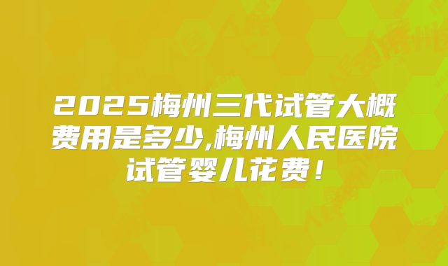 2025梅州三代试管大概费用是多少,梅州人民医院试管婴儿花费！
