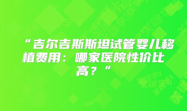 “吉尔吉斯斯坦试管婴儿移植费用：哪家医院性价比高？”