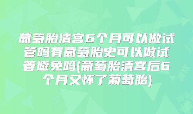 葡萄胎清宫6个月可以做试管吗有葡萄胎史可以做试管避免吗(葡萄胎清宫后6个月又怀了葡萄胎)
