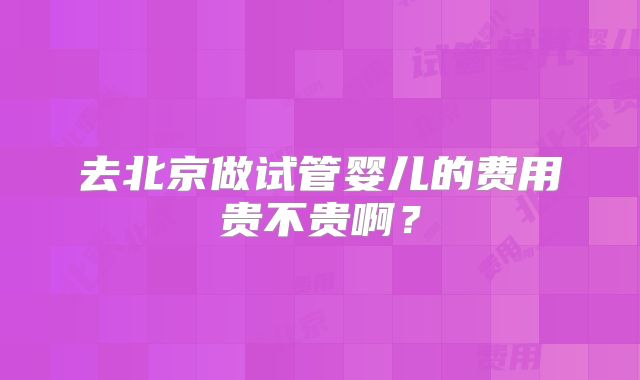 去北京做试管婴儿的费用贵不贵啊?