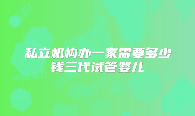 私立机构办一家需要多少钱三代试管婴儿