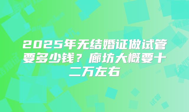 2025年无结婚证做试管要多少钱?廊坊大概要十二万左右