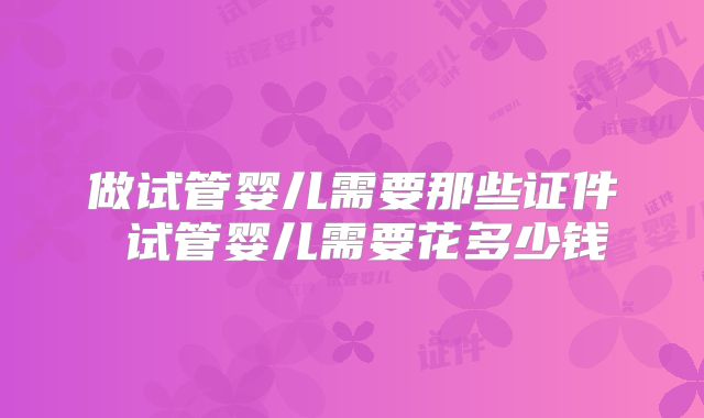做试管婴儿需要那些证件 试管婴儿需要花多少钱