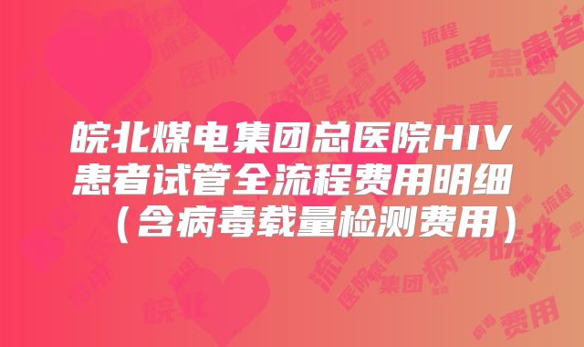 皖北煤电集团总医院HIV患者试管全流程费用明细（含病毒载量检测费用）
