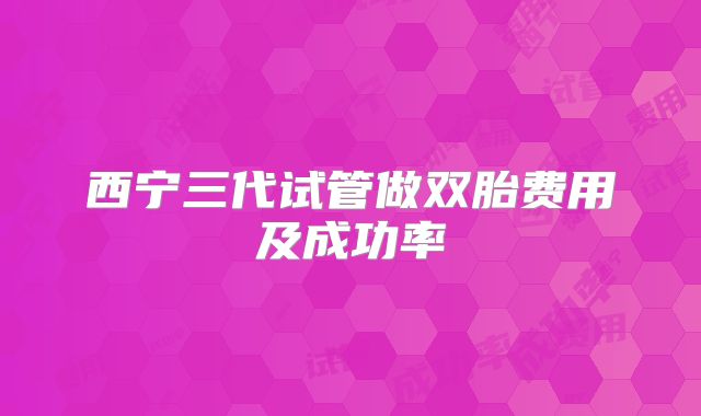 西宁三代试管做双胎费用及成功率