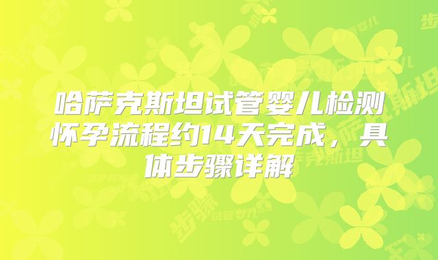 哈萨克斯坦试管婴儿检测怀孕流程约14天完成，具体步骤详解