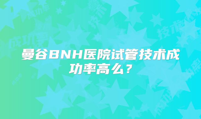 曼谷BNH医院试管技术成功率高么？