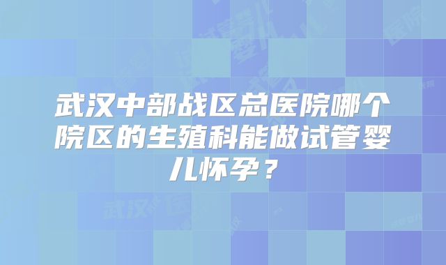 武汉中部战区总医院哪个院区的生殖科能做试管婴儿怀孕?