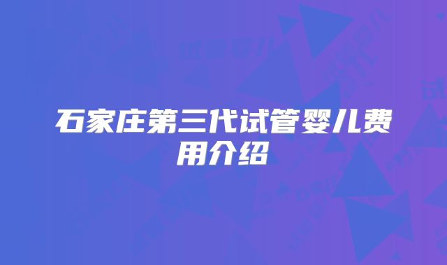 石家庄第三代试管婴儿费用介绍