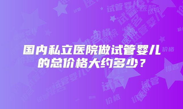 国内私立医院做试管婴儿的总价格大约多少？