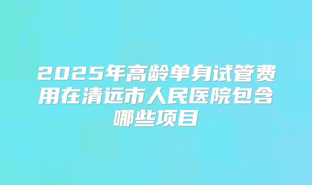 2025年高龄单身试管费用在清远市人民医院包含哪些项目