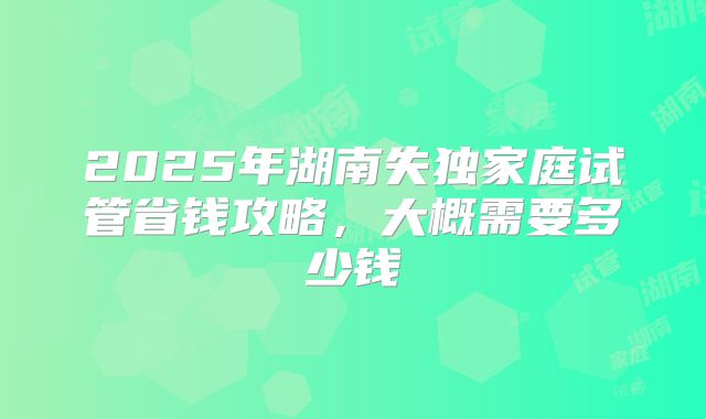 2025年湖南失独家庭试管省钱攻略，大概需要多少钱