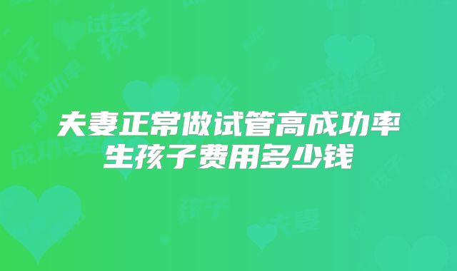 夫妻正常做试管高成功率生孩子费用多少钱