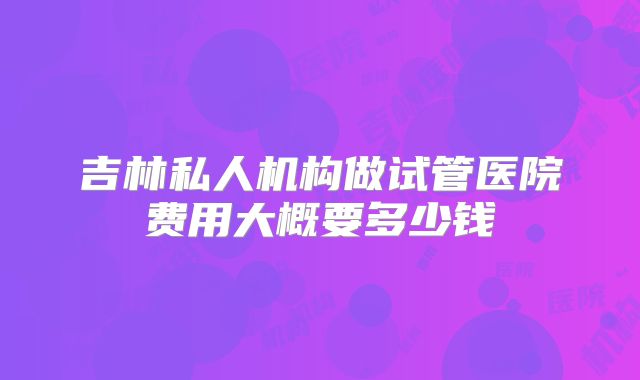 吉林私人机构做试管医院费用大概要多少钱