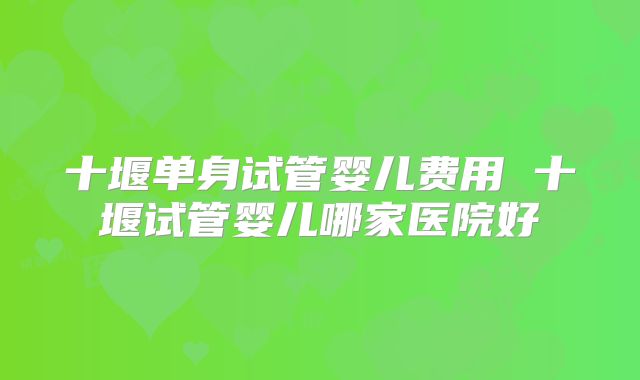十堰单身试管婴儿费用 十堰试管婴儿哪家医院好
