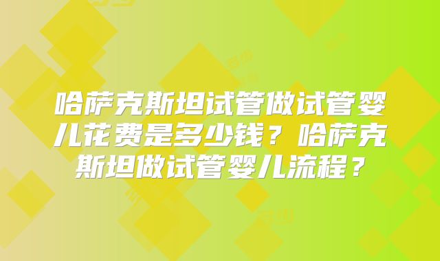 哈萨克斯坦试管做试管婴儿花费是多少钱？哈萨克斯坦做试管婴儿流程？