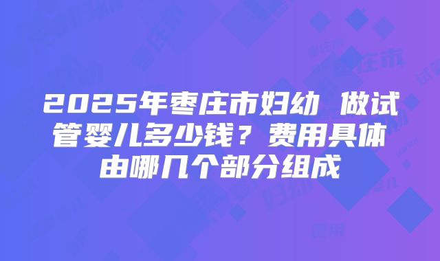 2025年枣庄市妇幼 做试管婴儿多少钱？费用具体由哪几个部分组成