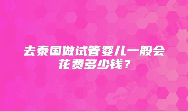 去泰国做试管婴儿一般会花费多少钱？