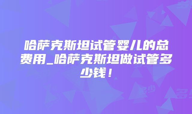 哈萨克斯坦试管婴儿的总费用_哈萨克斯坦做试管多少钱！