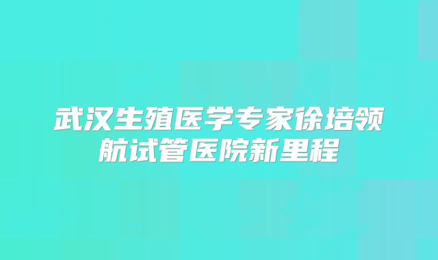 武汉生殖医学专家徐培领航试管医院新里程