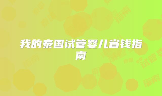 我的泰国试管婴儿省钱指南