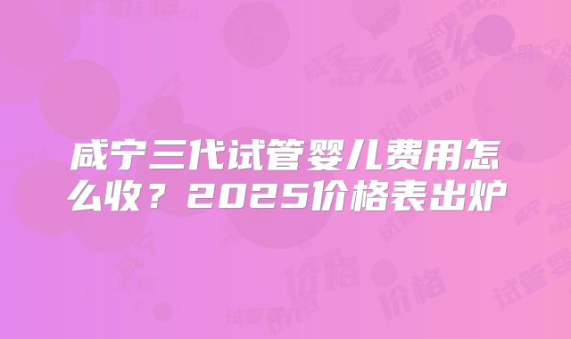 咸宁三代试管婴儿费用怎么收？2025价格表出炉