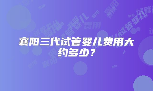 襄阳三代试管婴儿费用大约多少？