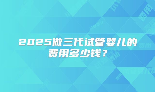 2025做三代试管婴儿的费用多少钱?