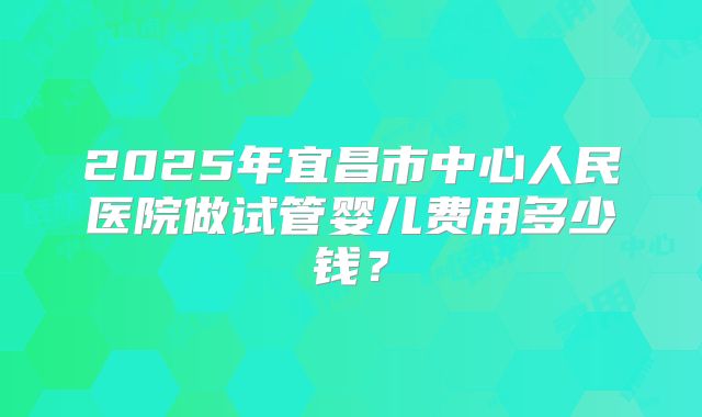2025年宜昌市中心人民医院做试管婴儿费用多少钱？