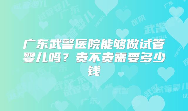 广东武警医院能够做试管婴儿吗？贵不贵需要多少钱