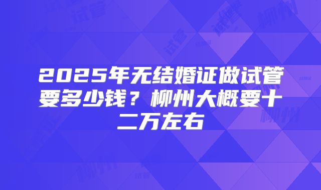 2025年无结婚证做试管要多少钱?柳州大概要十二万左右