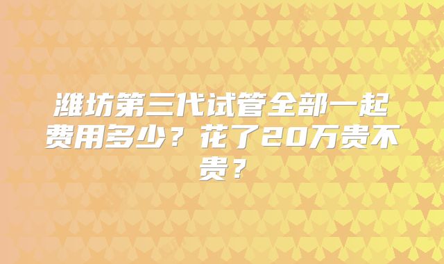 潍坊第三代试管全部一起费用多少？花了20万贵不贵？