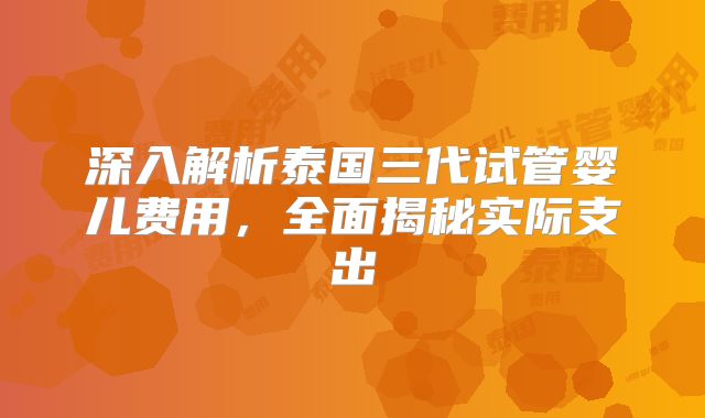 深入解析泰国三代试管婴儿费用,全面揭秘实际支出