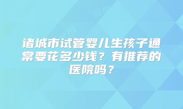 诸城市试管婴儿生孩子通常要花多少钱？有推荐的医院吗？