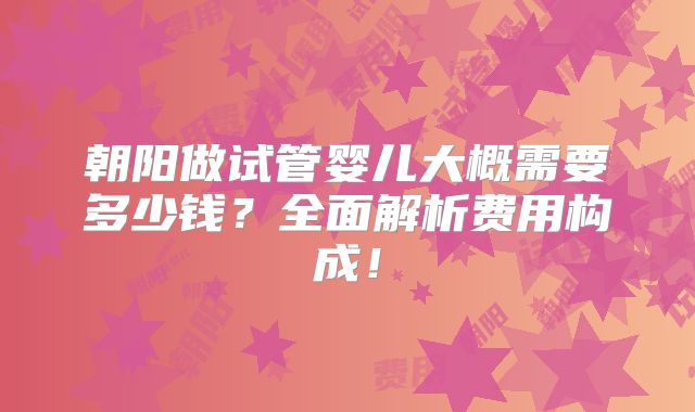 朝阳做试管婴儿大概需要多少钱?全面解析费用构成!