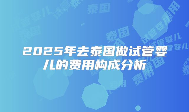 2025年去泰国做试管婴儿的费用构成分析