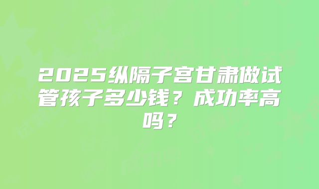 2025纵隔子宫甘肃做试管孩子多少钱？成功率高吗？