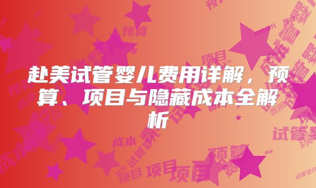 赴美试管婴儿费用详解，预算、项目与隐藏成本全解析