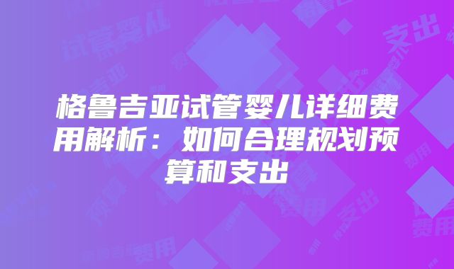格鲁吉亚试管婴儿详细费用解析：如何合理规划预算和支出
