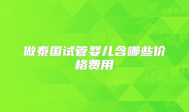 做泰国试管婴儿含哪些价格费用