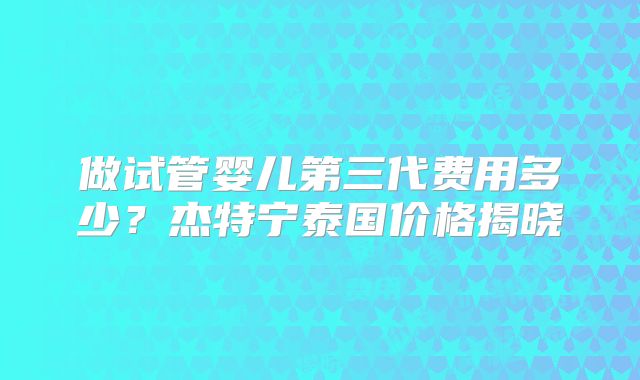 做试管婴儿第三代费用多少?杰特宁泰国价格揭晓