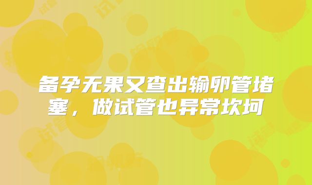 备孕无果又查出输卵管堵塞，做试管也异常坎坷
