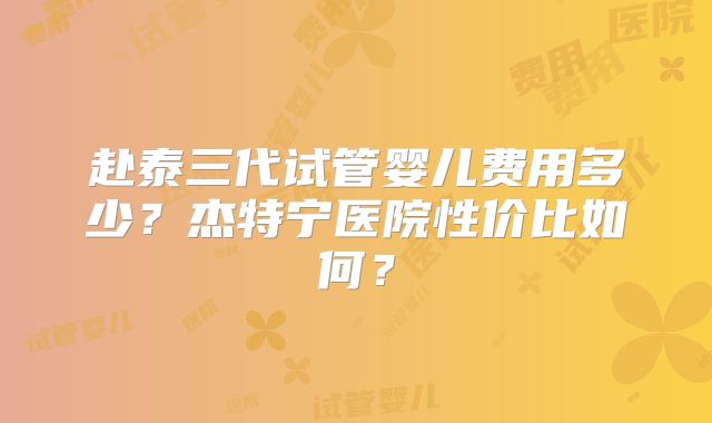 赴泰三代试管婴儿费用多少？杰特宁医院性价比如何？
