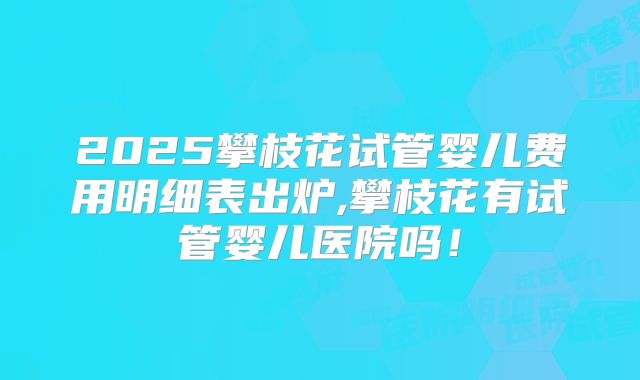 2025攀枝花试管婴儿费用明细表出炉,攀枝花有试管婴儿医院吗！