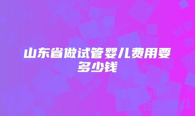山东省做试管婴儿费用要多少钱